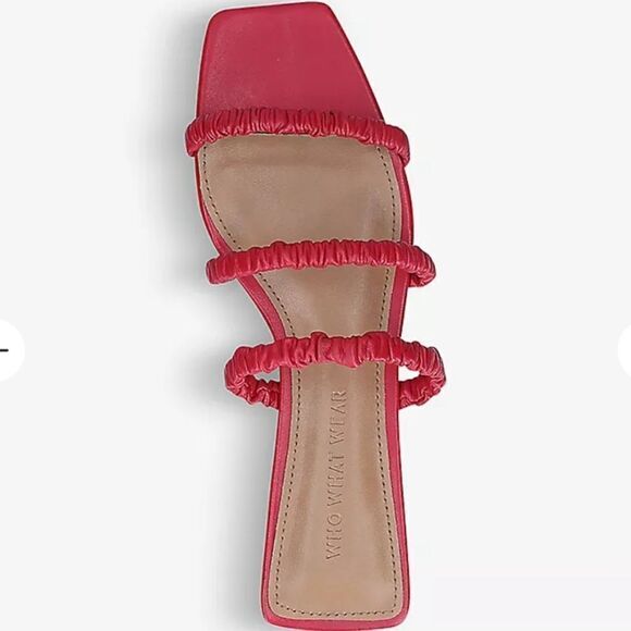 New Who What Wear Slide on leather Sandal (Women) open flip flop red pink size 7 - Picture 1 of 5